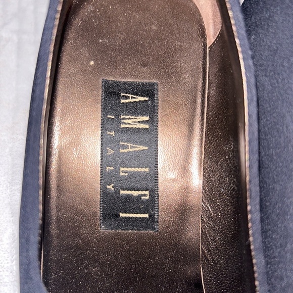 Amalfi Italy women's black leather suede block heel pumps vintage 9 Italian made - Picture 5 of 6